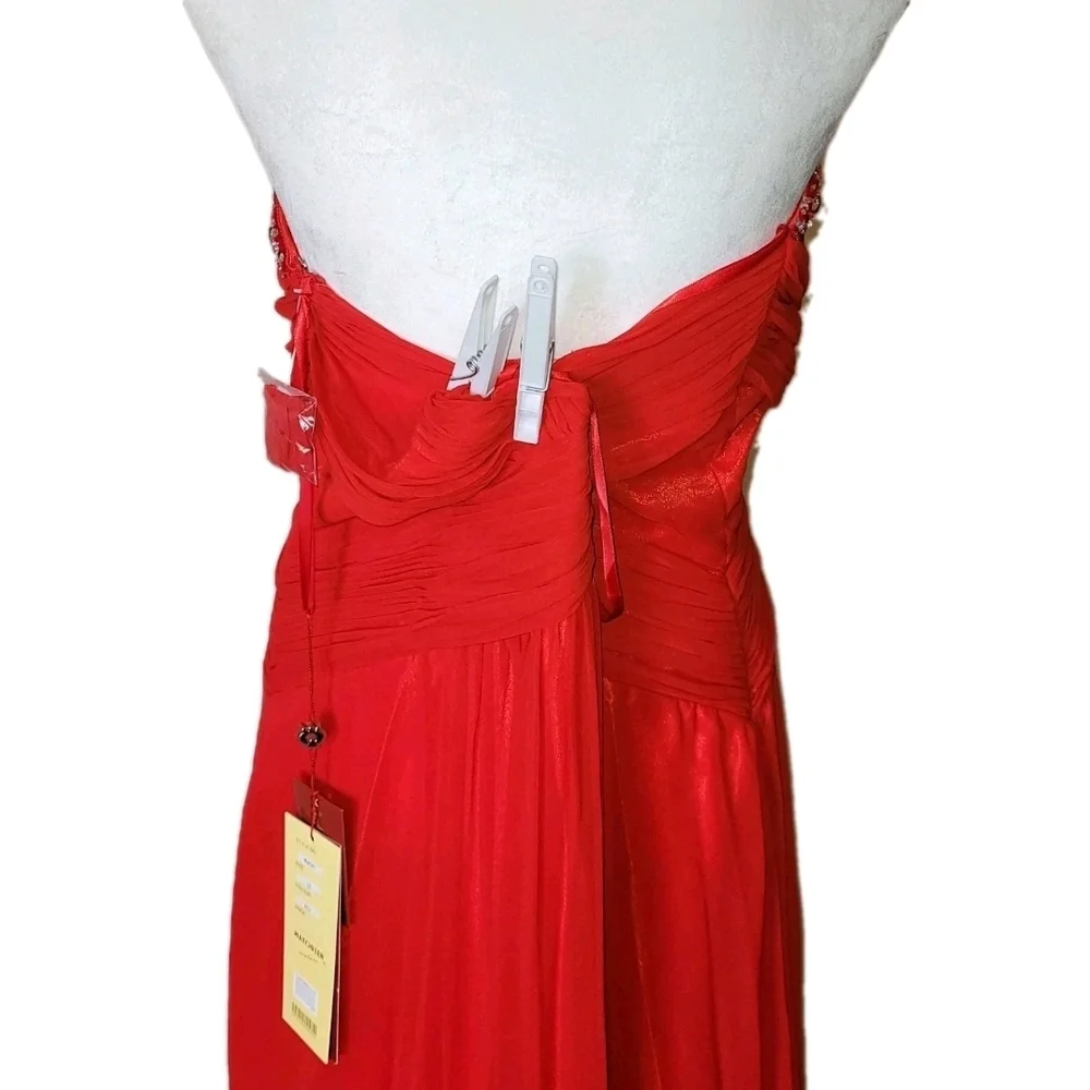 May Queen Red Strapless Embellished Sweetheart Formal Dress - Picture 12 of 16